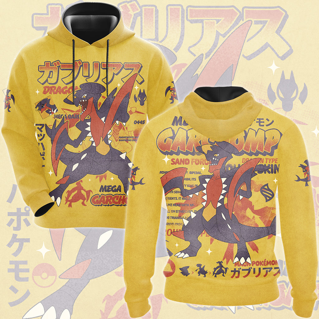 Pokemon Garchomp (Mega Form) Video Game All Over Printed T-shirt Tank Top Zip Hoodie Pullover Hoodie Hawaiian Shirt Beach Shorts Joggers