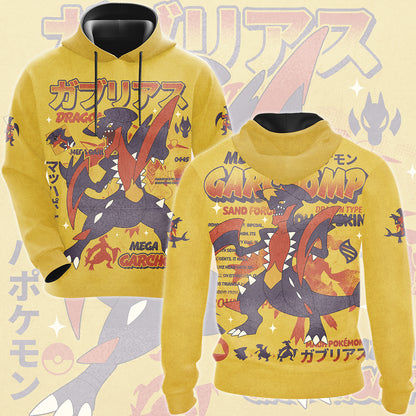 Pokemon Garchomp (Mega Form) Video Game All Over Printed T-shirt Tank Top Zip Hoodie Pullover Hoodie Hawaiian Shirt Beach Shorts Joggers