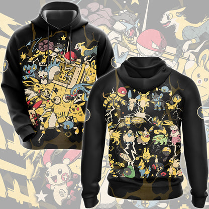 Pokemon Electric Type Club Video Game All Over Printed T-shirt Tank Top Zip Hoodie Pullover Hoodie Hawaiian Shirt Beach Shorts Joggers