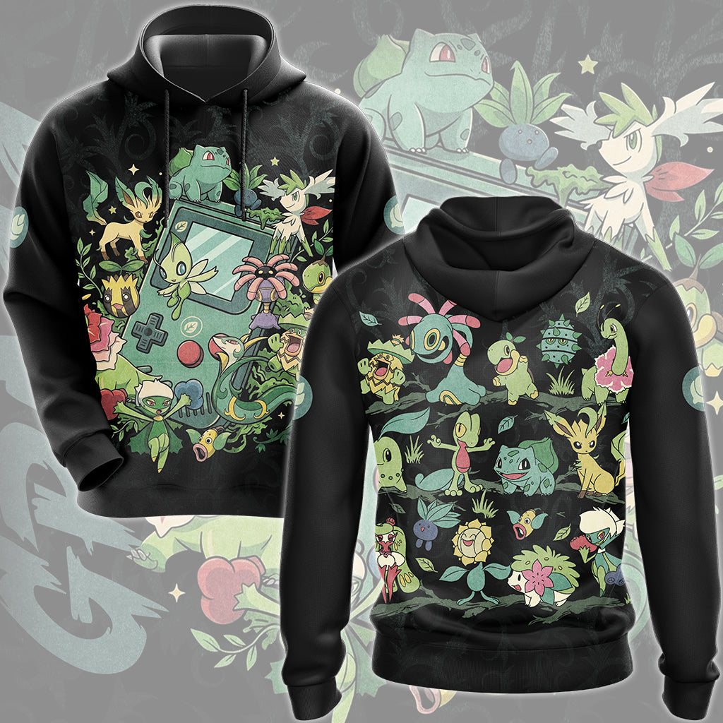 Pokemon Grass Type Club Video Game All Over Printed T-shirt Tank Top Zip Hoodie Pullover Hoodie Hawaiian Shirt Beach Shorts Joggers
