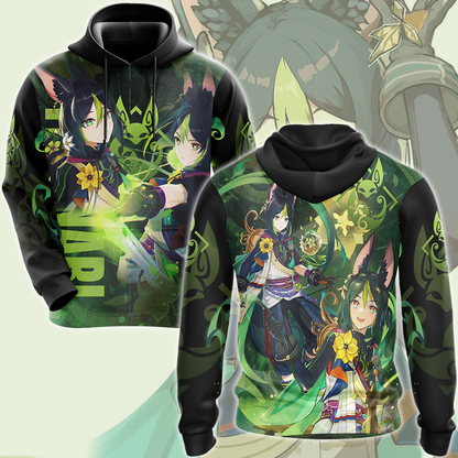 Genshin Impact Tighnari Video Game All Over Printed T-shirt Tank Top Zip Hoodie Pullover Hoodie Hawaiian Shirt Beach Shorts Joggers Hoodie