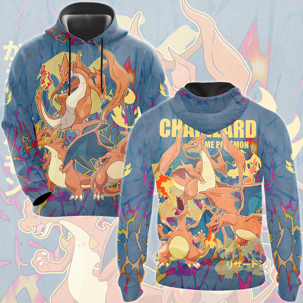 Pokemon Charizard Video Game All Over Printed T-shirt Tank Top Zip Hoodie Pullover Hoodie Hawaiian Shirt Beach Shorts Joggers