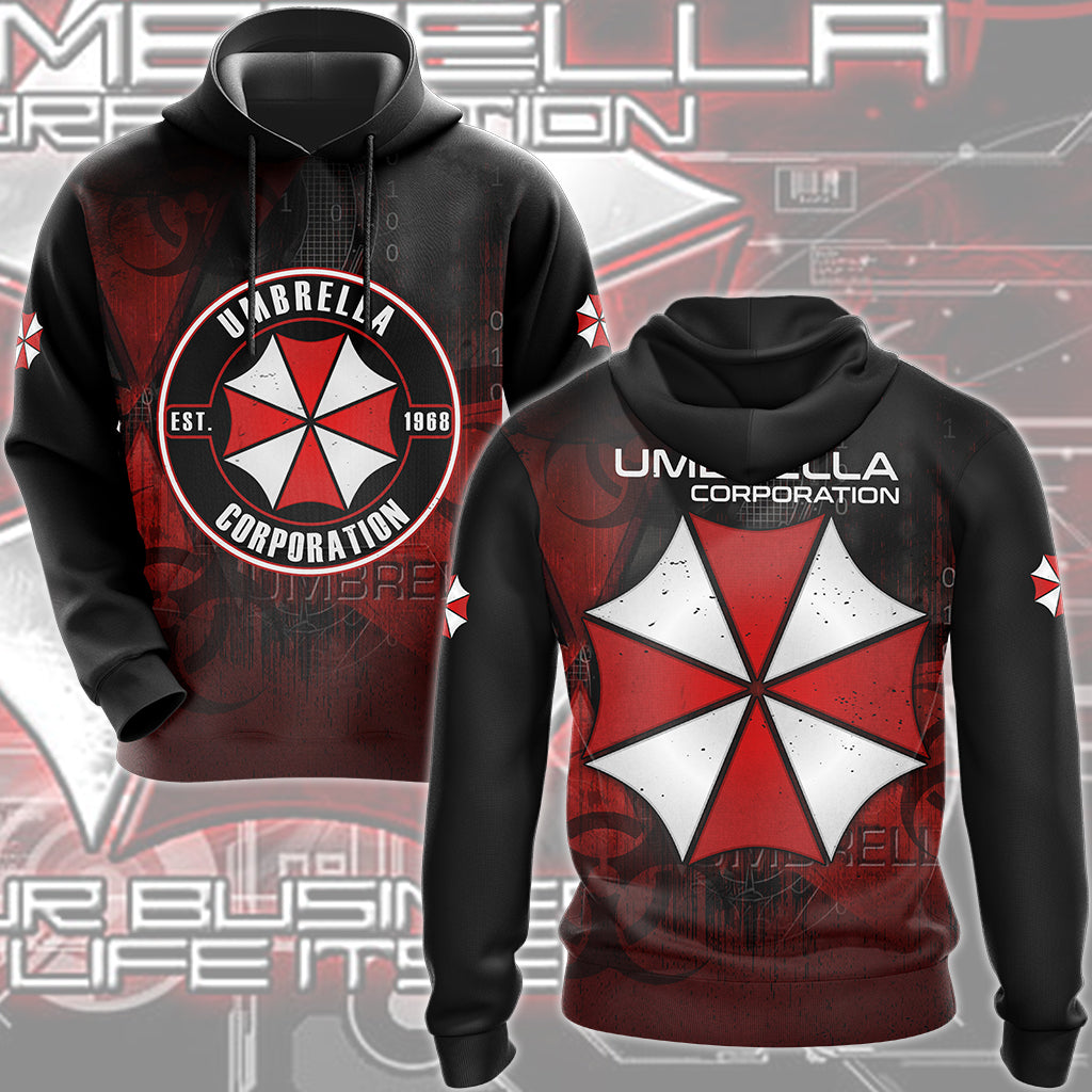 Resident Evil Umbrella Corporation Video Game All Over Printed T-shirt Tank Top Zip Hoodie Pullover Hoodie Hawaiian Shirt Beach Shorts Joggers Hoodie