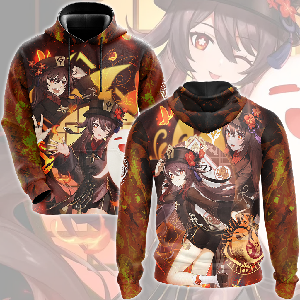 Genshin Impact Hu Tao Video Game All Over Printed T-shirt Tank Top Zip Hoodie Pullover Hoodie Hawaiian Shirt Beach Shorts Joggers Hoodie