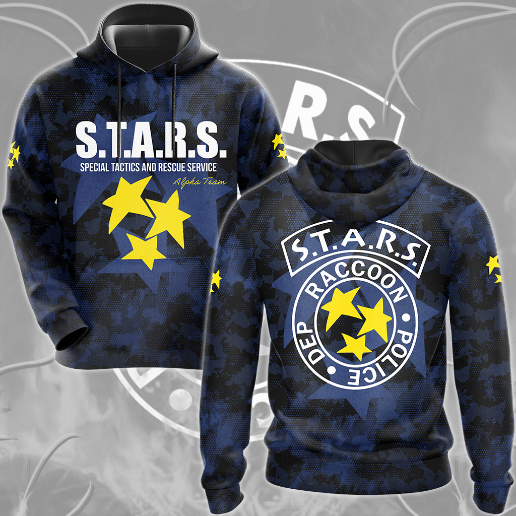 Resident Evil S.T.A.R.S. Alpha Team Video Game All Over Printed T-shirt Tank Top Zip Hoodie Pullover Hoodie Hawaiian Shirt Beach Shorts Joggers