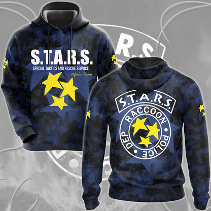 Resident Evil S.T.A.R.S. Alpha Team Video Game All Over Printed T-shirt Tank Top Zip Hoodie Pullover Hoodie Hawaiian Shirt Beach Shorts Joggers