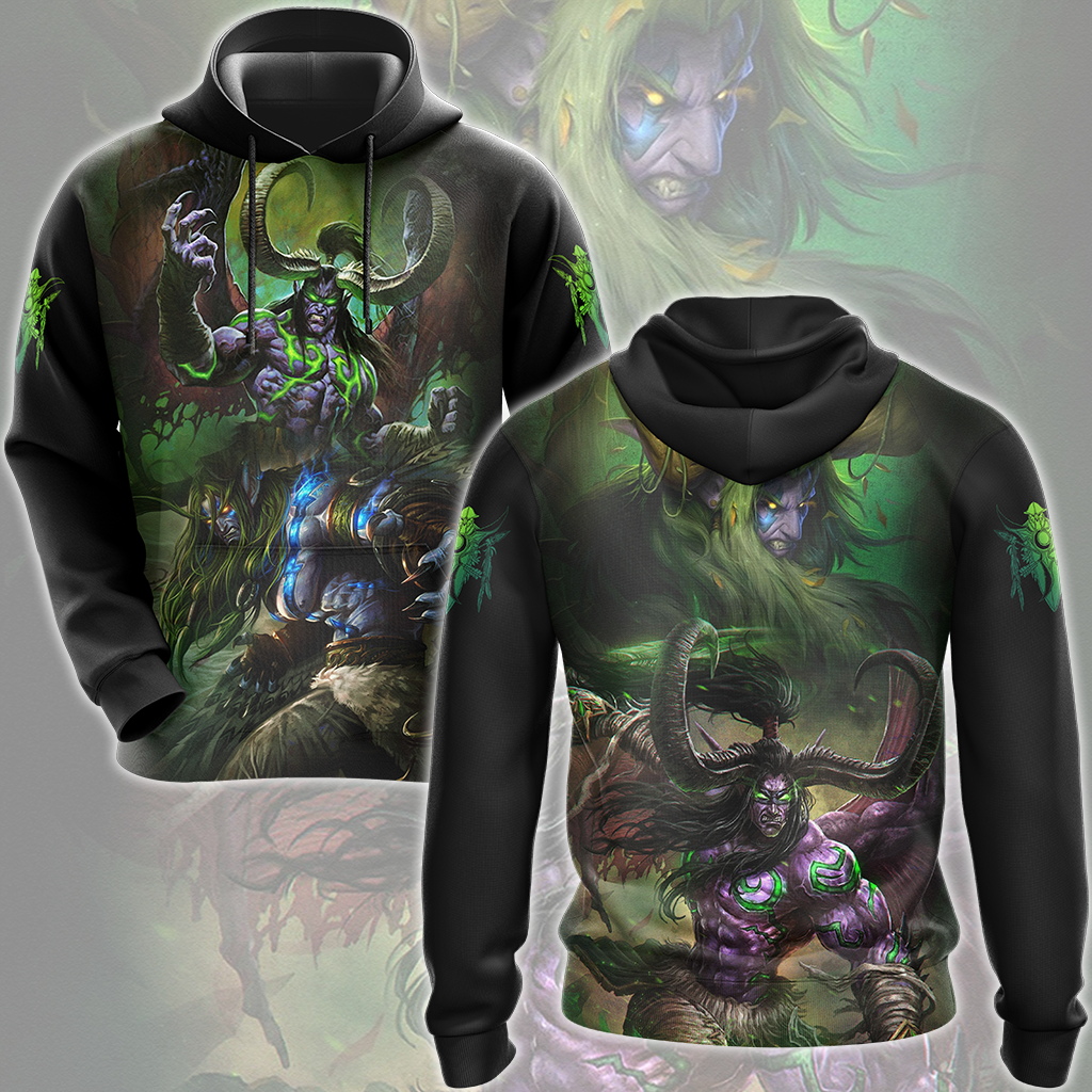 World Of Warcraft Stormrage Brothers - Illidan Stormrage, Malfurion Stormrage Video Game All Over Printed T-shirt Tank Top Zip Hoodie Pullover Hoodie Hawaiian Shirt Beach Shorts Joggers Hoodie