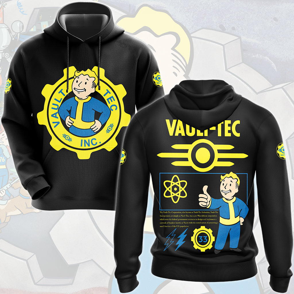 Fallout Vault-Tec Corporation Video Game All Over Printed T-shirt Tank Top Zip Hoodie Pullover Hoodie Hawaiian Shirt Beach Shorts Joggers