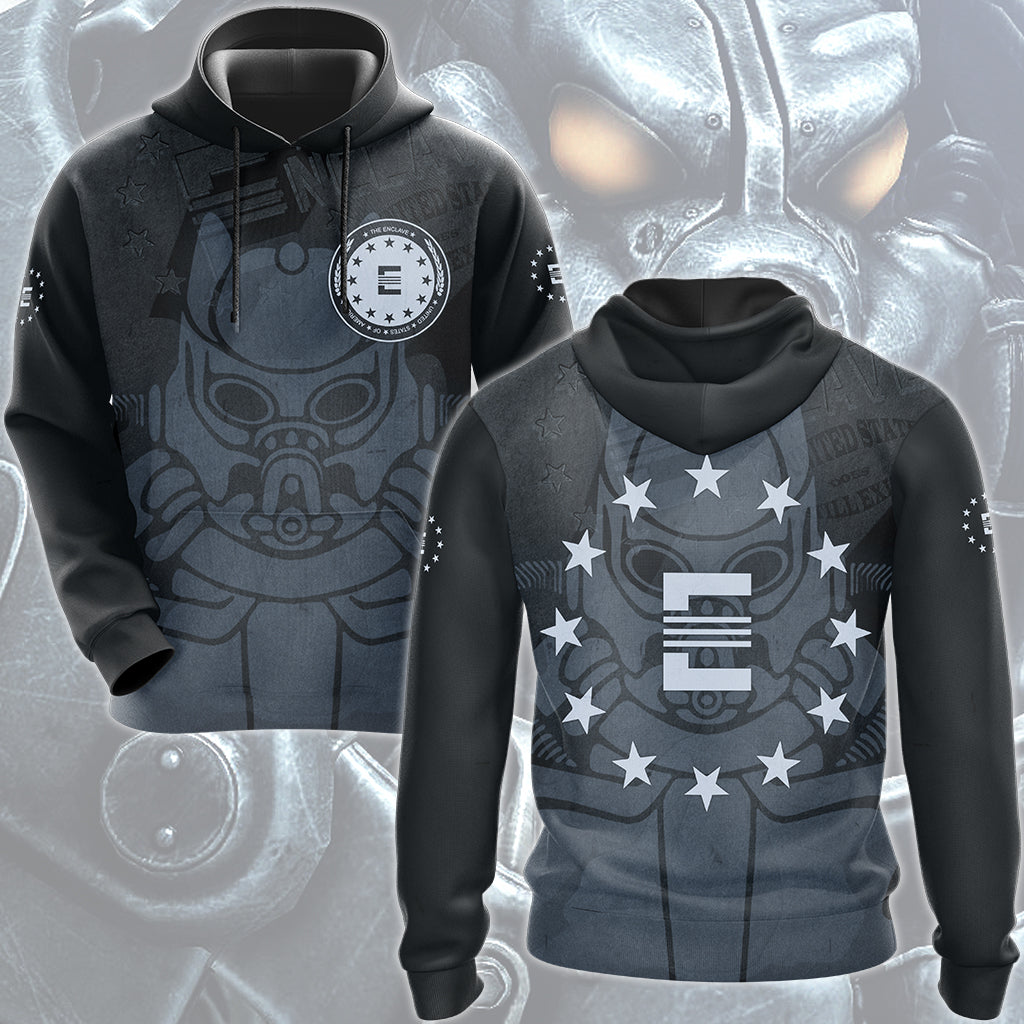 Fallout The Enclave Video Game All Over Printed T-shirt Tank Top Zip Hoodie Pullover Hoodie Hawaiian Shirt Beach Shorts Joggers