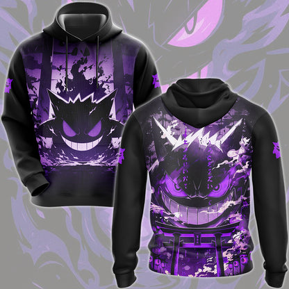 Pokemon Gengar Anime Video Game All Over Printed T-shirt Tank Top Zip Hoodie Pullover Hoodie Hawaiian Shirt Beach Shorts Joggers