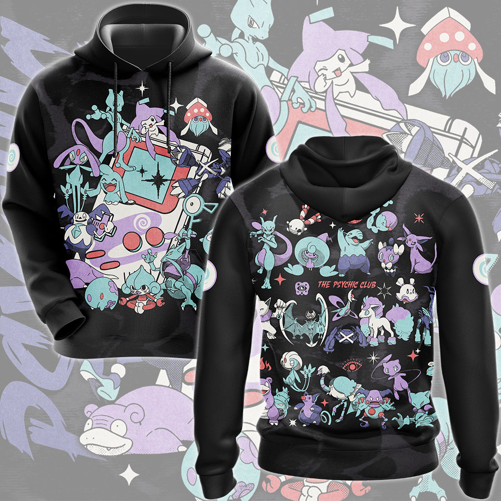 Pokemon Psychic Type Club Video Game All Over Printed T-shirt Tank Top Zip Hoodie Pullover Hoodie Hawaiian Shirt Beach Shorts Joggers
