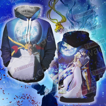 Sailor Moon And Tuxedo Unisex 3D T-shirt Hoodie