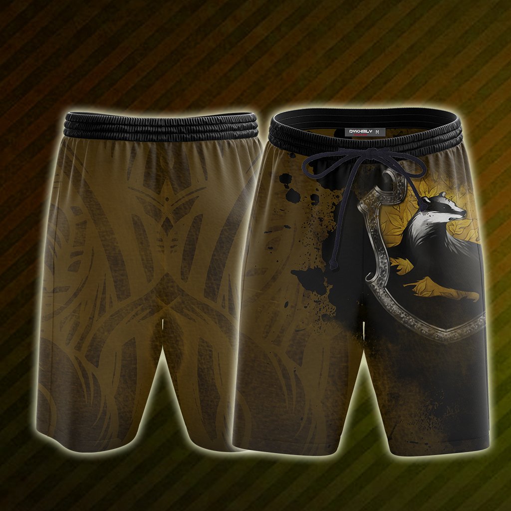 The Hufflepuff Badger Hogwarts Harry Potter Unisex T-shirt Beach Shorts S