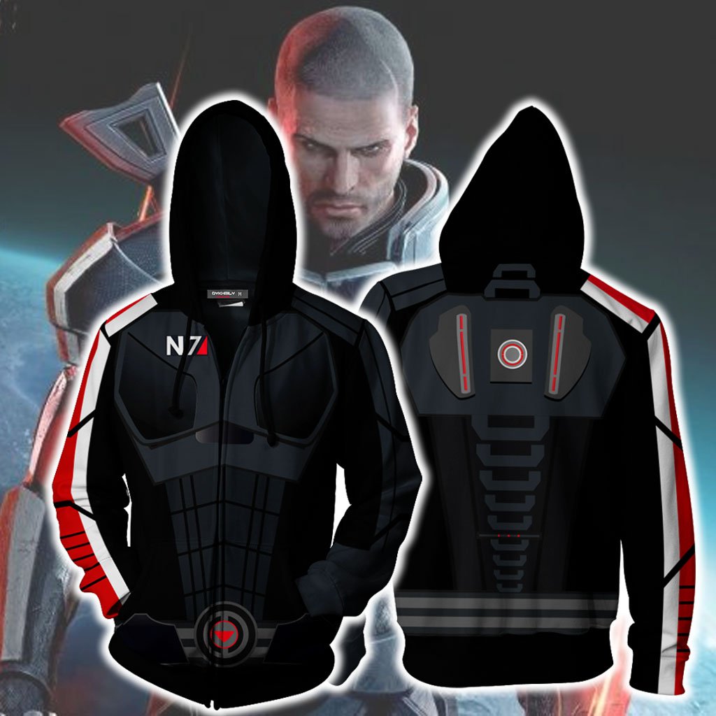 Mass Effect N7 Armor Cosplay Zip Up Hoodie Jacket 5XL