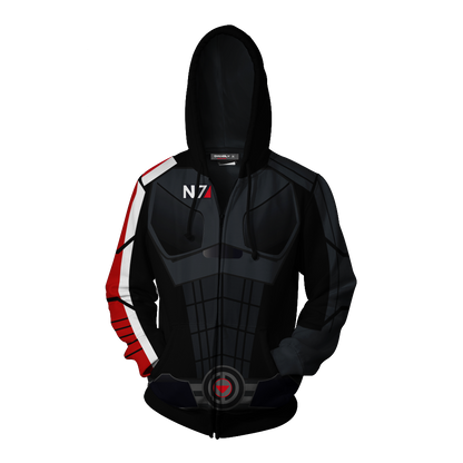 Mass Effect N7 Armor Cosplay Zip Up Hoodie Jacket