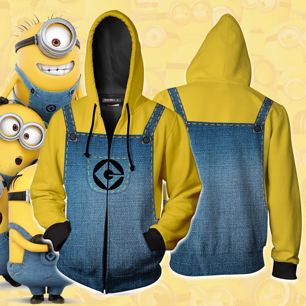 Minions Cosplay Zip Up Hoodie Jacket 5XL