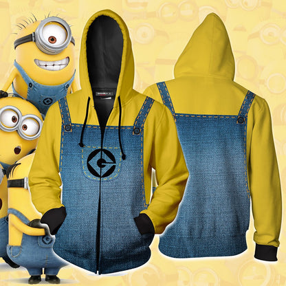 Minions Cosplay Zip Up Hoodie Jacket 5XL