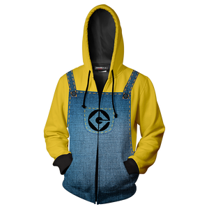 Minions Cosplay Zip Up Hoodie Jacket   