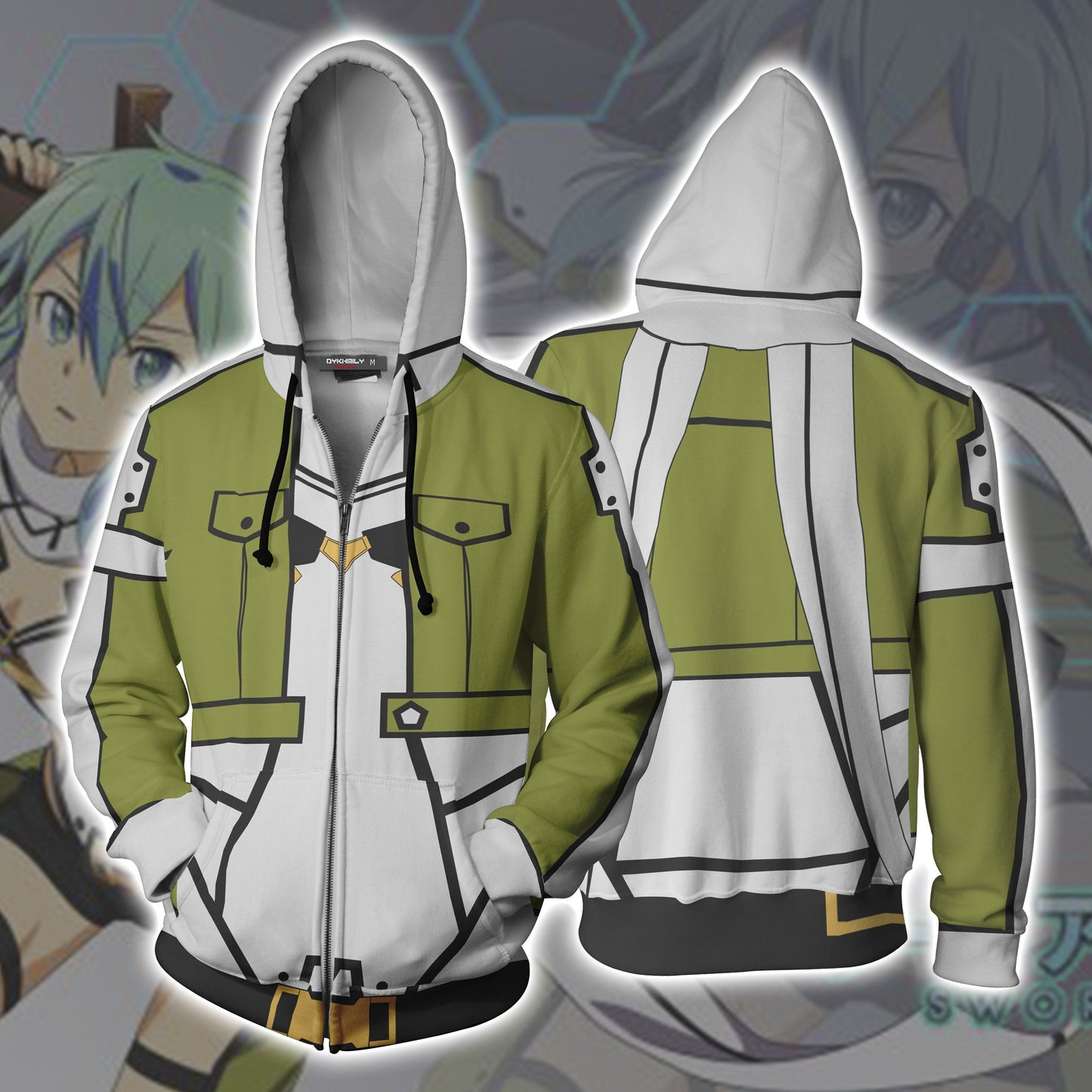 Sinon Sword Art Online Cosplay Zip Up Hoodie Jacket 5XL