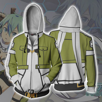 Sinon Sword Art Online Cosplay Zip Up Hoodie Jacket 5XL