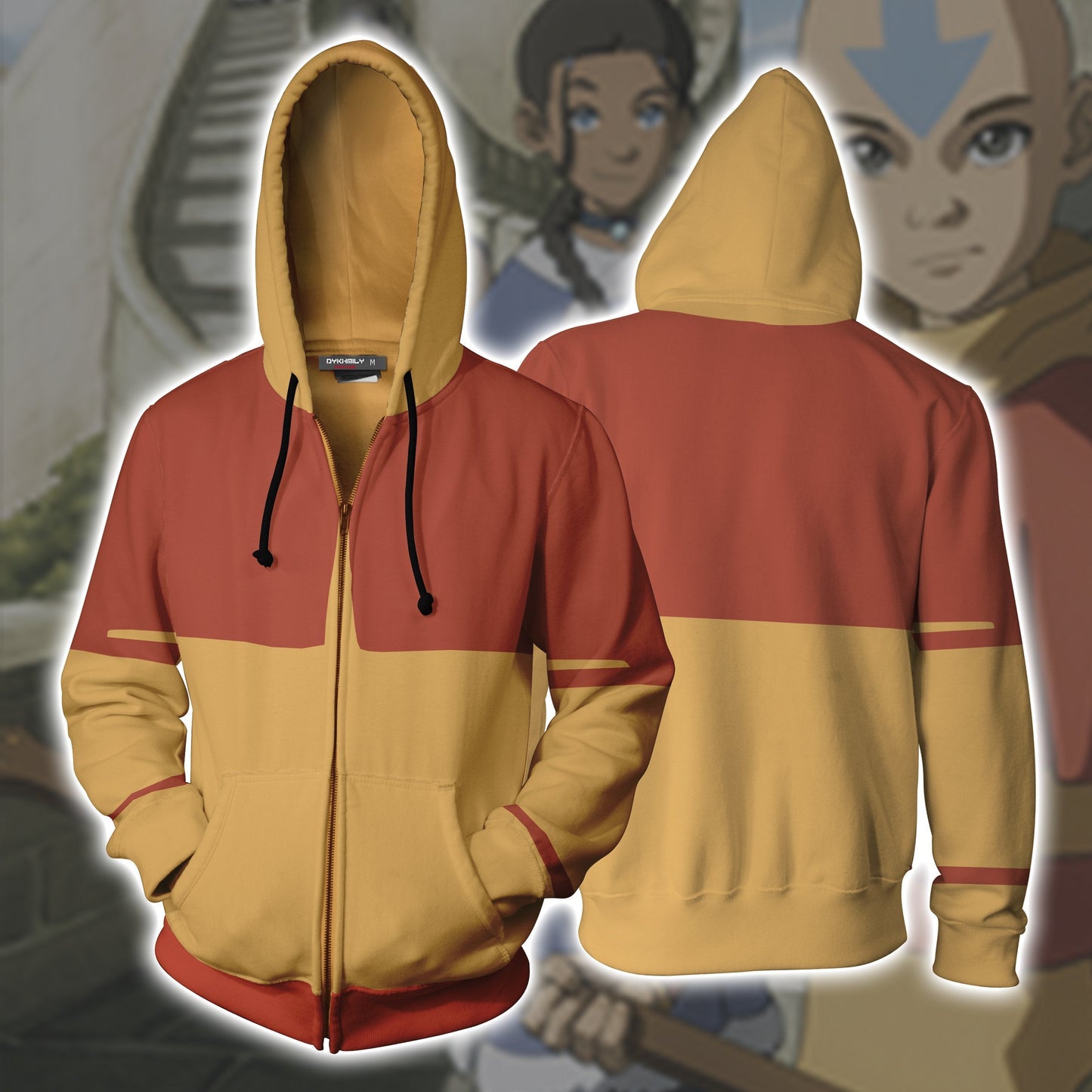 The Last Airbender Aang Cosplay Zip Up Hoodie Jacket 5XL