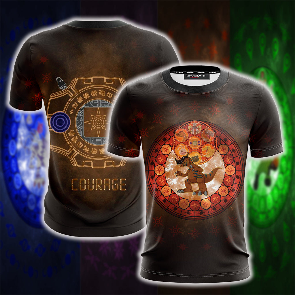 Digimon The Crest Of Courage New Unisex 3D T-shirt