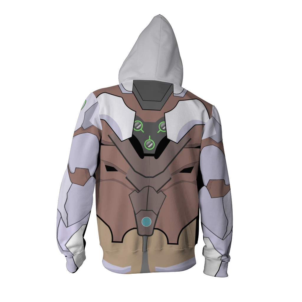 Overwatch Cosplay Genji Chrome Skin Zip Up Hoodie Jacket
