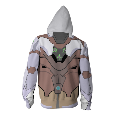 Overwatch Cosplay Genji Chrome Skin Zip Up Hoodie Jacket