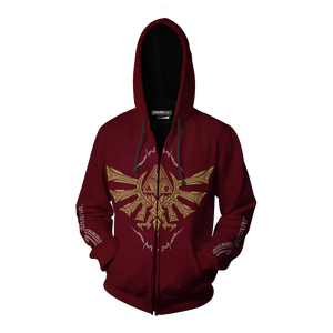 The Legend Of Zelda Wing Crest Zip Up Hoodie   