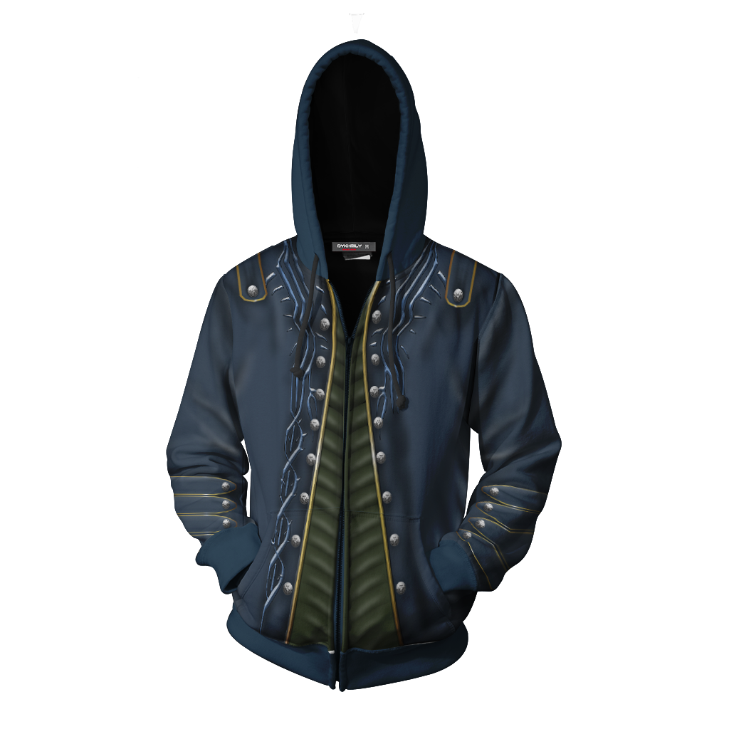 Devil May Cry Vergil Cosplay Zip Up Hoodie Jacket