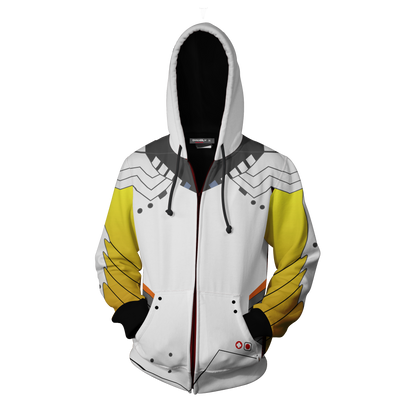 Overwatch Mercy Cosplay Zip Up Hoodie Jacket