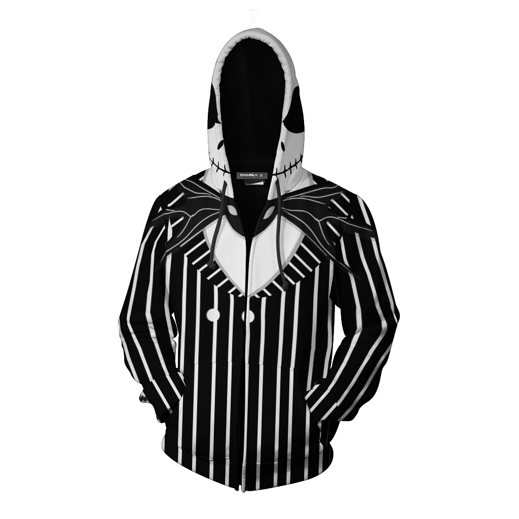 The Nightmare Before Christmas Jack Skellington Cosplay Zip Up Hoodie Jacket   