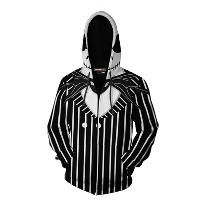 The Nightmare Before Christmas Jack Skellington Cosplay Zip Up Hoodie Jacket   