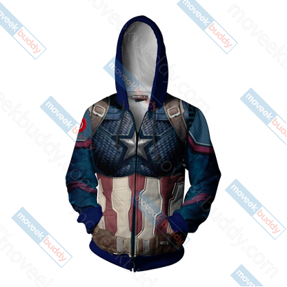 Avengers: Endgame Captain America Cosplay Zip Up Hoodie Jacket