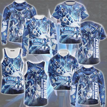 Pokemon Brilliant Diamond Video Game All Over Printed T-shirt Tank Top Zip Hoodie Pullover Hoodie Hawaiian Shirt Beach Shorts Joggers