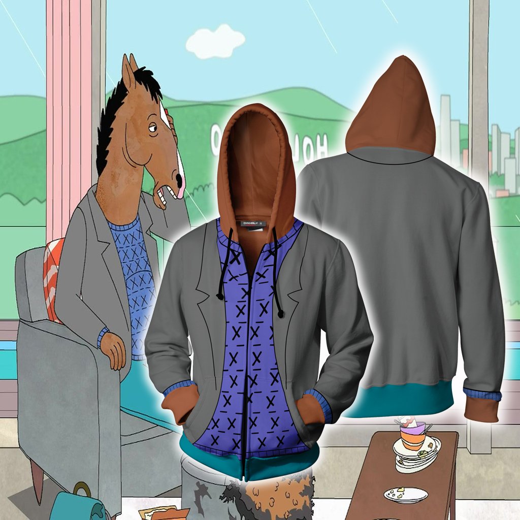 Bojack Horseman Cosplay Zip Up Hoodie Jacket XS  