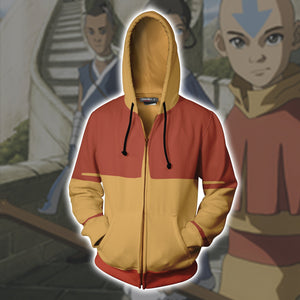 The Last Airbender Aang Cosplay Zip Up Hoodie Jacket   