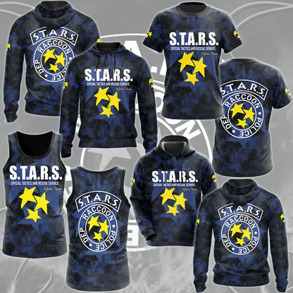 Resident Evil S.T.A.R.S. Alpha Team Video Game All Over Printed T-shirt Tank Top Zip Hoodie Pullover Hoodie Hawaiian Shirt Beach Shorts Joggers