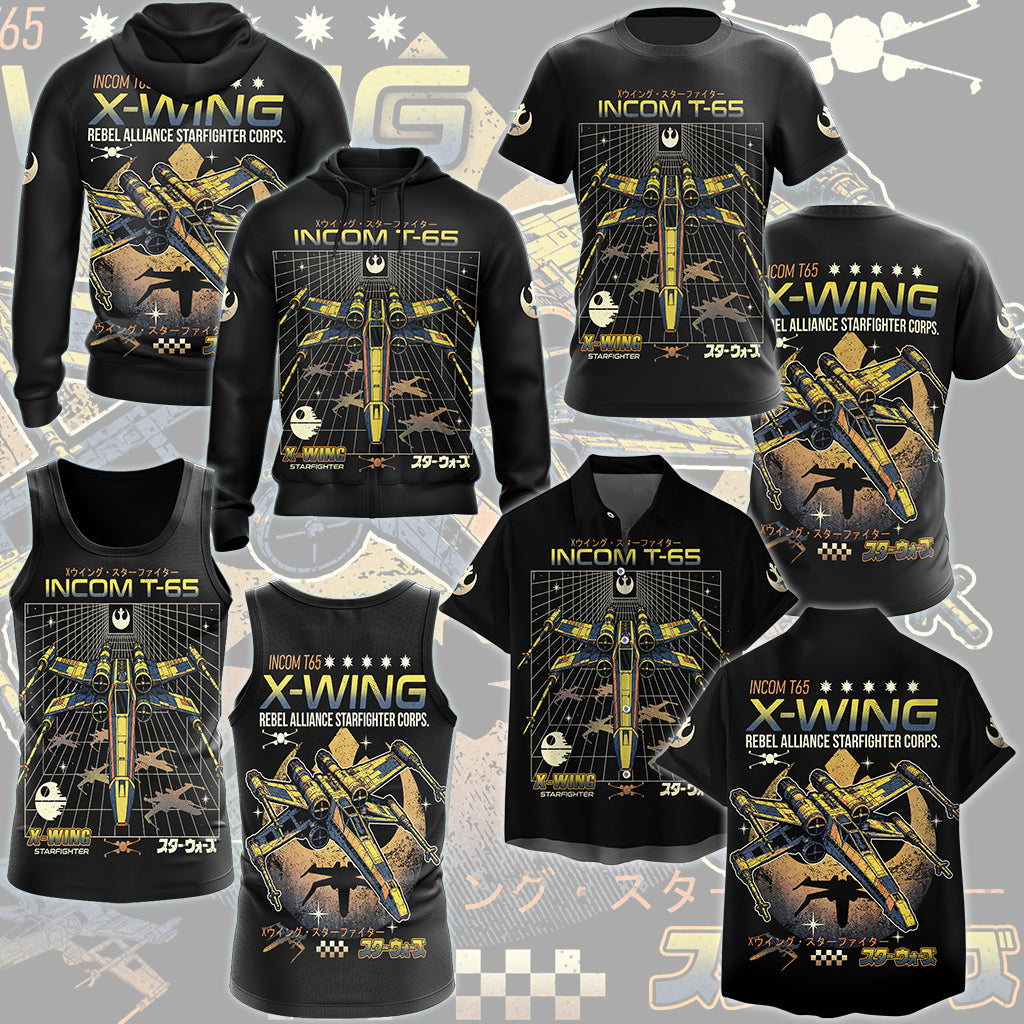 Star Wars X-Wing Star Fighter Video Game All Over Printed T-shirt Tank Top Zip Hoodie Pullover Hoodie Hawaiian Shirt Beach Shorts Joggers