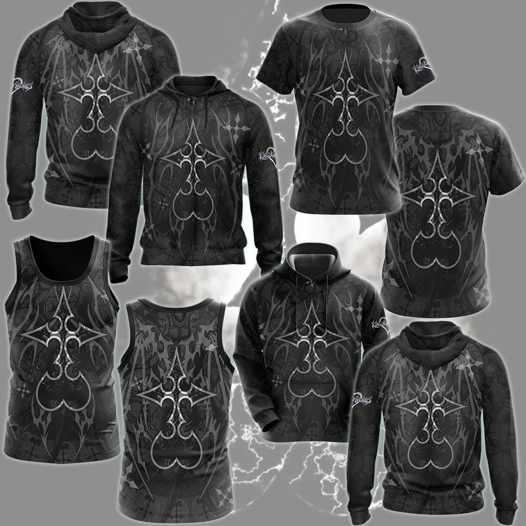 Kingdom Hearts Symbols The Nobody Sigil Video Game All Over Printed T-shirt Tank Top Zip Hoodie Pullover Hoodie Hawaiian Shirt Beach Shorts Joggers