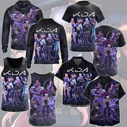 League of Legends K/DA Band Video Game All Over Printed T-shirt Tank Top Zip Hoodie Pullover Hoodie Hawaiian Shirt Beach Shorts Joggers