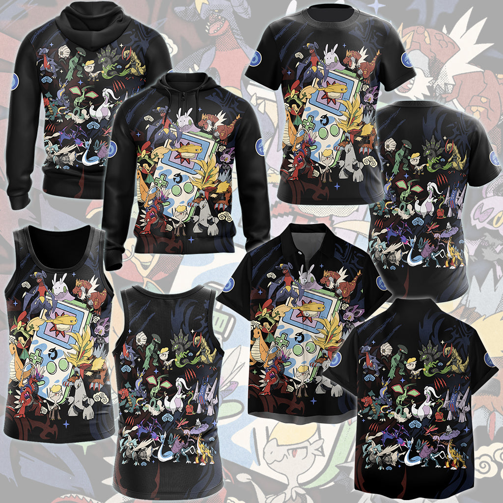 Pokemon Dragon Type Club Video Game All Over Printed T-shirt Tank Top Zip Hoodie Pullover Hoodie Hawaiian Shirt Beach Shorts Joggers