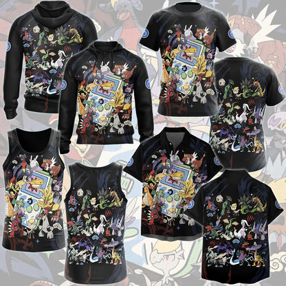 Pokemon Dragon Type Club Video Game All Over Printed T-shirt Tank Top Zip Hoodie Pullover Hoodie Hawaiian Shirt Beach Shorts Joggers
