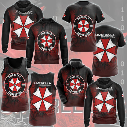 Resident Evil Umbrella Corporation Video Game All Over Printed T-shirt Tank Top Zip Hoodie Pullover Hoodie Hawaiian Shirt Beach Shorts Joggers