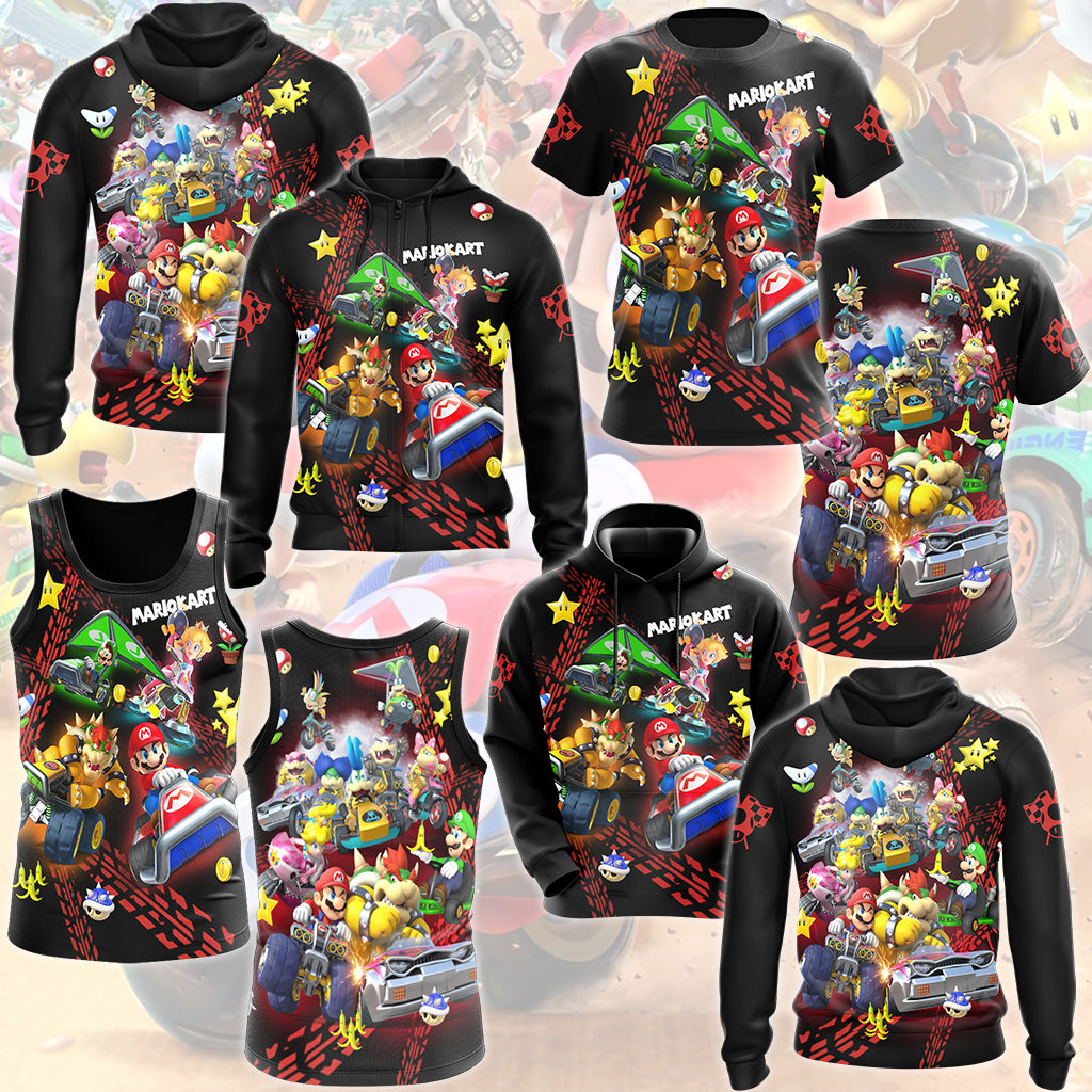 Mario Kart Video Game All Over Printed T-shirt Tank Top Zip Hoodie Pullover Hoodie Hawaiian Shirt Beach Shorts Joggers