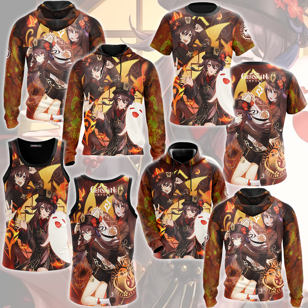 Genshin Impact Hu Tao Video Game All Over Printed T-shirt Tank Top Zip Hoodie Pullover Hoodie Hawaiian Shirt Beach Shorts Joggers