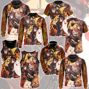 Genshin Impact Hu Tao Video Game All Over Printed T-shirt Tank Top Zip Hoodie Pullover Hoodie Hawaiian Shirt Beach Shorts Joggers   