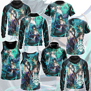 Genshin Impact Xiao Video Game All Over Printed T-shirt Tank Top Zip Hoodie Pullover Hoodie Hawaiian Shirt Beach Shorts Joggers   