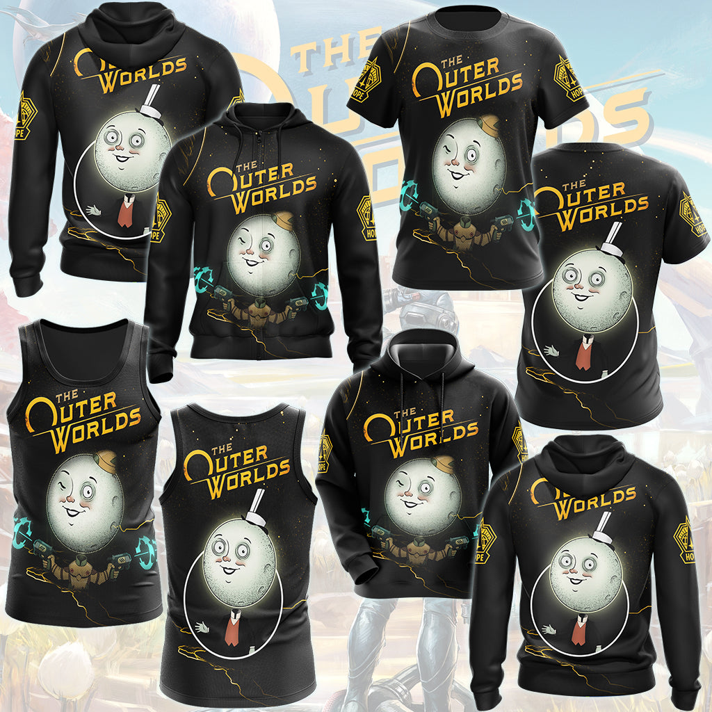 The Outer Worlds Video Game All Over Printed T-shirt Tank Top Zip Hoodie Pullover Hoodie Hawaiian Shirt Beach Shorts Joggers
