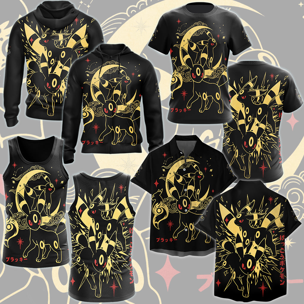 Pokemon Umbreon Video Game All Over Printed T-shirt Tank Top Zip Hoodie Pullover Hoodie Hawaiian Shirt Beach Shorts Joggers
